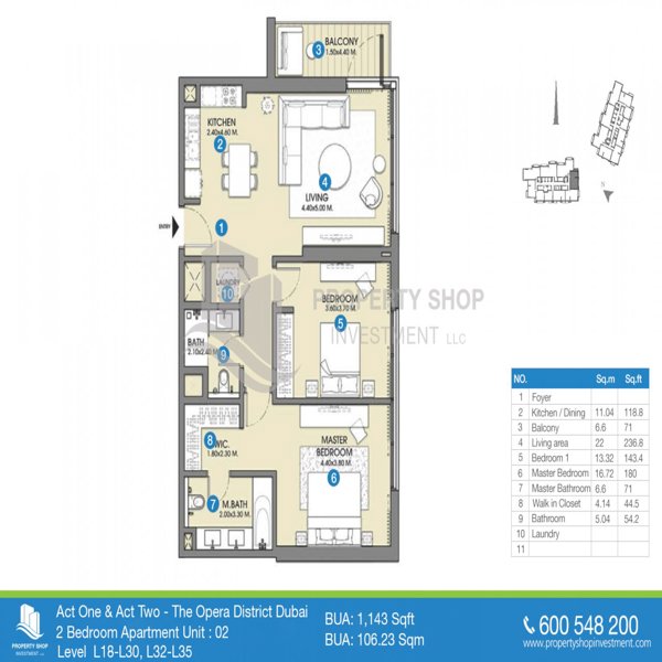 1 Beds