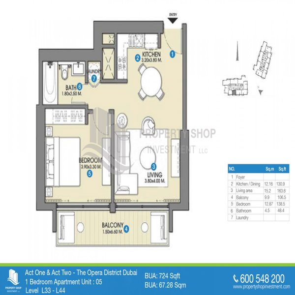 1 Beds