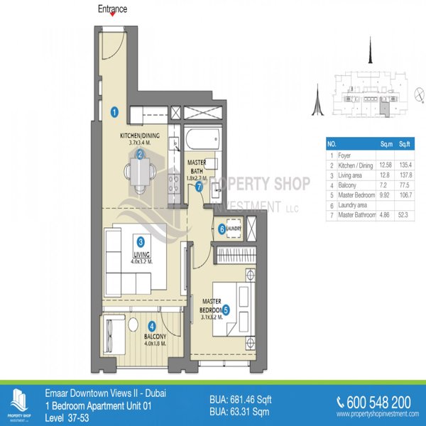 1 Beds