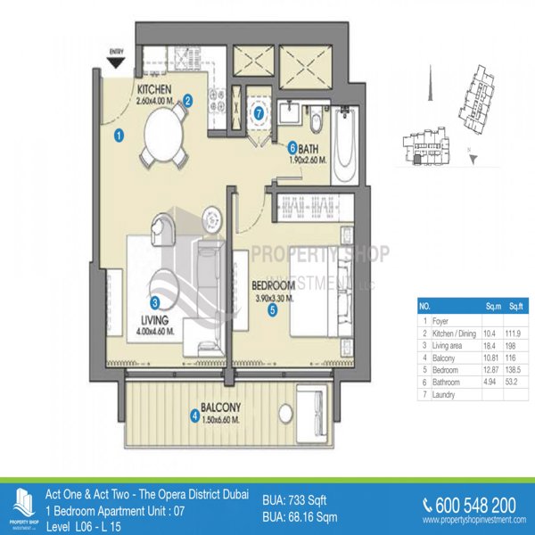 1 Beds