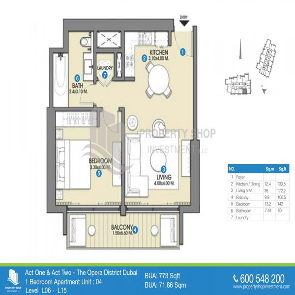1 Beds