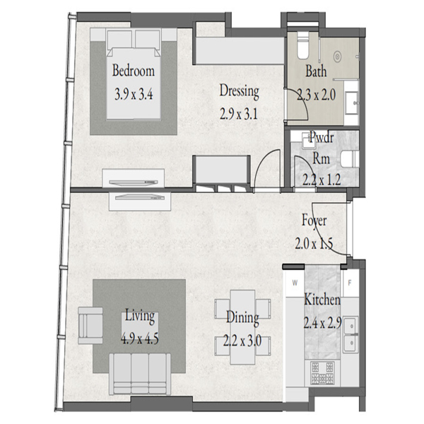 1 Beds