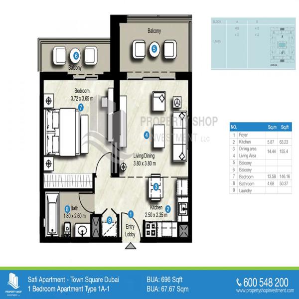 1 Beds