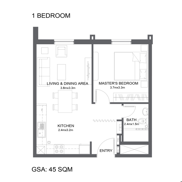 1 Beds