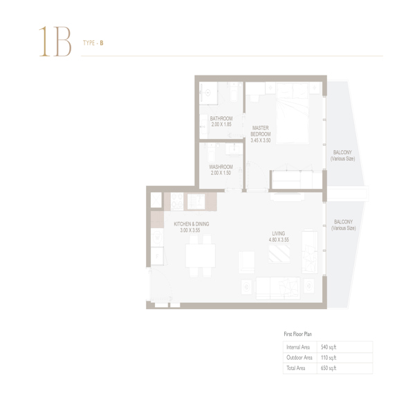 1 Beds